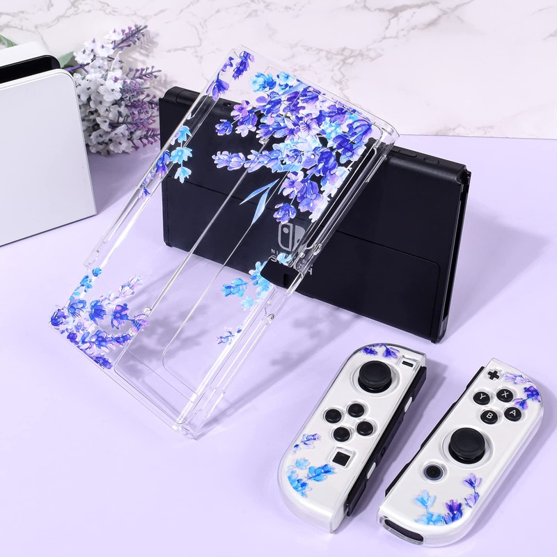 DLseego Purple Lavender Switch OLED Protective Case Anti-Scratch Dockable Clear