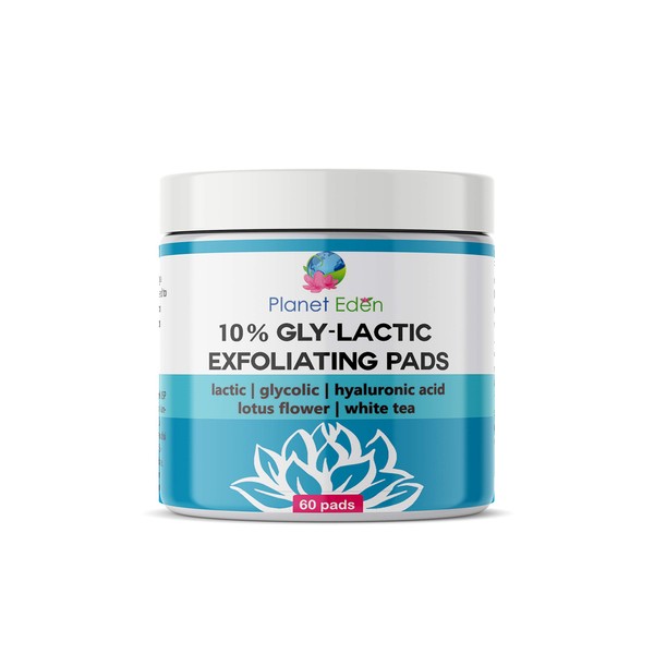 10% Gly-Lactic Lactic and Glycolic Exfoliating Nightly Skin Pads ULTRA PURE - Sensitive SKIN - Moisturizing Hyaluronic Acid, Lotus Flower, White Tea