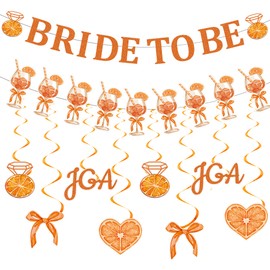 Hen Party Decoration Women Orange Banner - Pack of 10 Bride to Be Garland Banner Hanging for Bridal Shower Hen Night Lovers JGA Accessories Bachelorette Party Birthday Theme Party Carnival