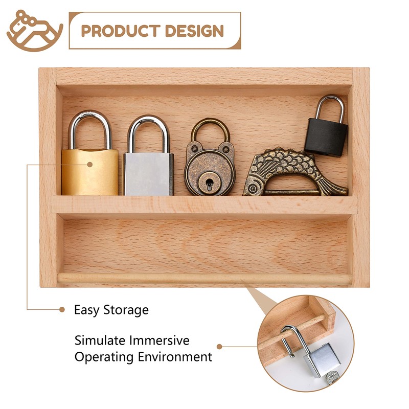 Woodtoe Montessori Lock and Key Toy Set, Wooden Learning Toy