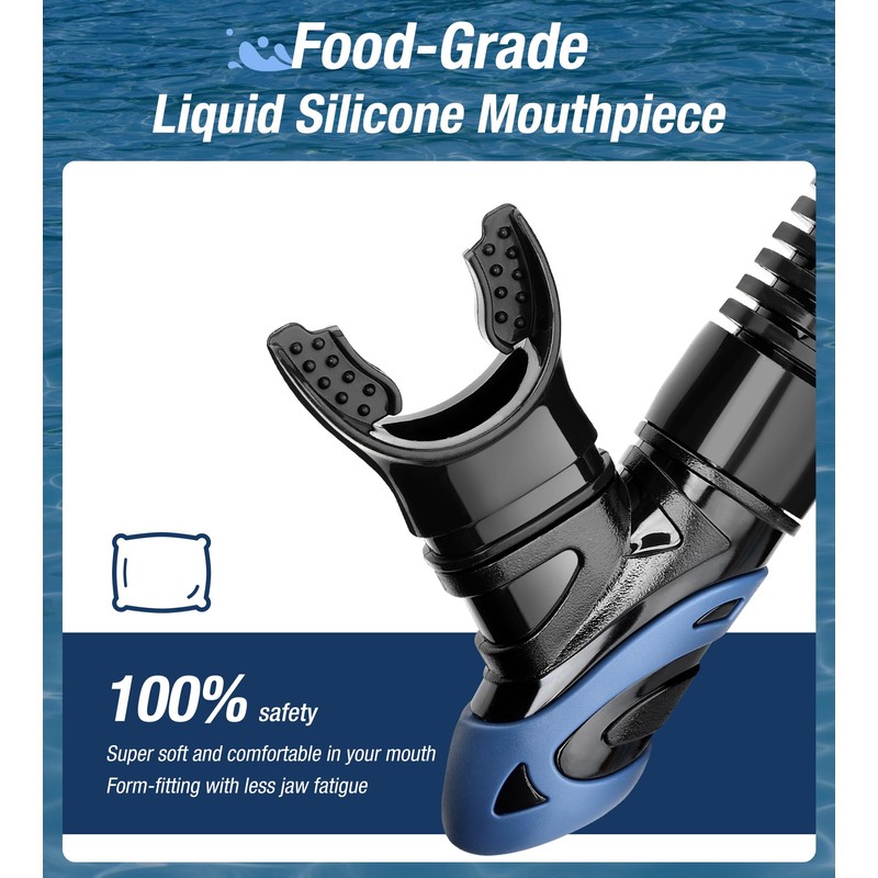 Aegend Dry Snorkel, Dive Mask Easy-Breath Free Diving Snorkel for