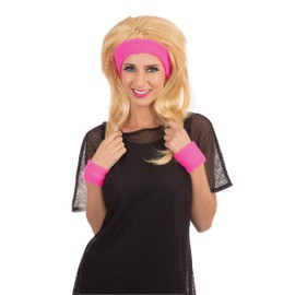 Bristol Novelty BA3320 80s Headband/Wristband Set Pink, Women