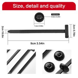 Nylon Universal Cable Tie Buckle, Heavy Duty Zip Ties (with Pin & Button), UV Resistant Black Zipties for Car Daily Repair (100)