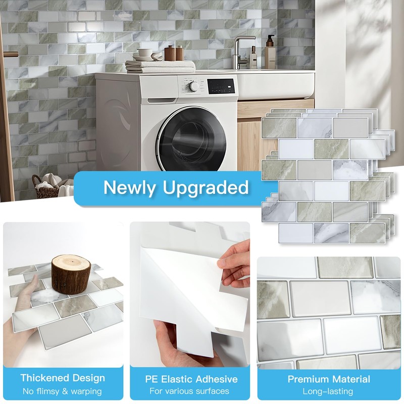 Art3d Peel and Stick Beige & White Wall Tiles –