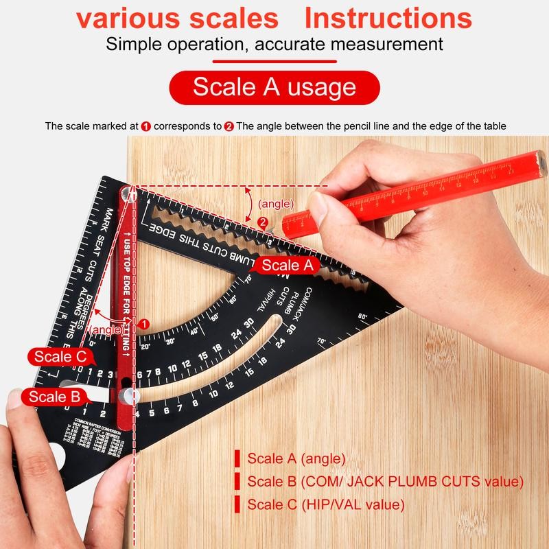 GORWARE Woodworking Triangle Ruler Aluminum Alloy Carpenter Framing Square Adjustable