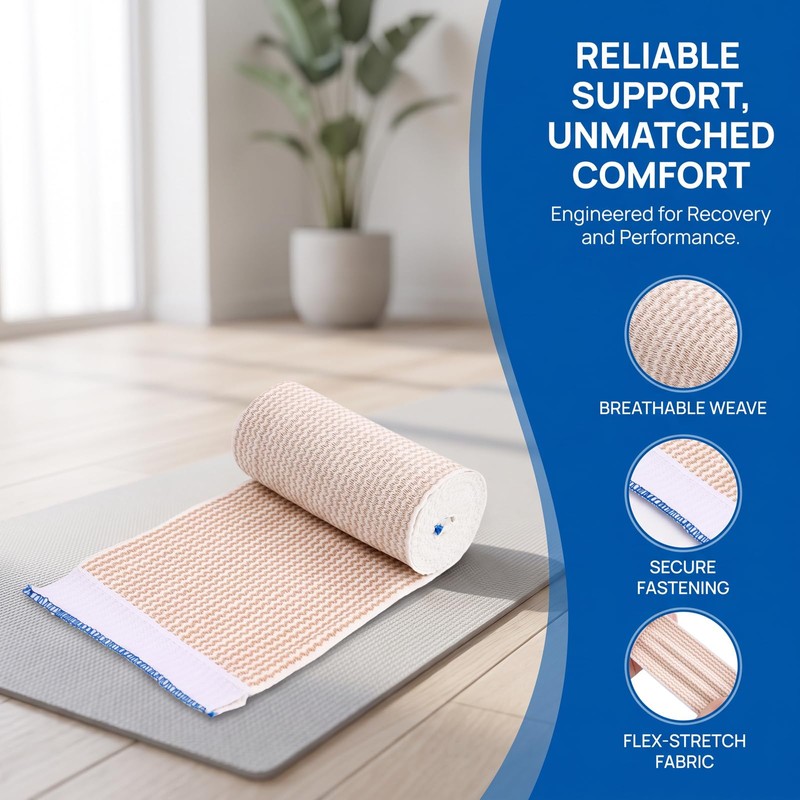 6 pieces elastic bandage, 10 cm x 4.5 m, reusable