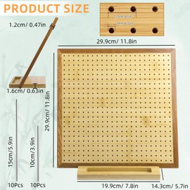 11.8" Crochet Blocking Board, Blocking Board for Crocheting Knitting with 20 Pcs Pegs/Pins, Bamboo Granny Square Blocking Boards for Crochet Projects, Blocking Mats for Knitting