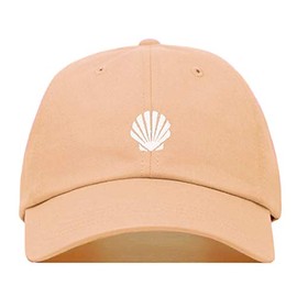 Sea Shell Baseball Hat, Embroidered Dad Cap, Unstructured Soft Cotton, Adjustable Strap Back (Multiple Colors) (Peach)