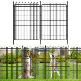 10 Panels No Dig Dog Fence Outdoor with Gate for Yard, 40in (H) X 23.6ft (L) Decorative Garden Fence Animal Barrier, Rustproof Metal Garden Edging Fence Stakes and Borders, Portable Outside Playpen