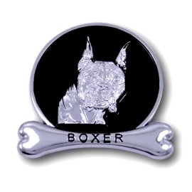 Chromanimals BOXER Chrome Dog Medallion Car Emblem Ornament Breed Badge Chromanimal 3D LOGO