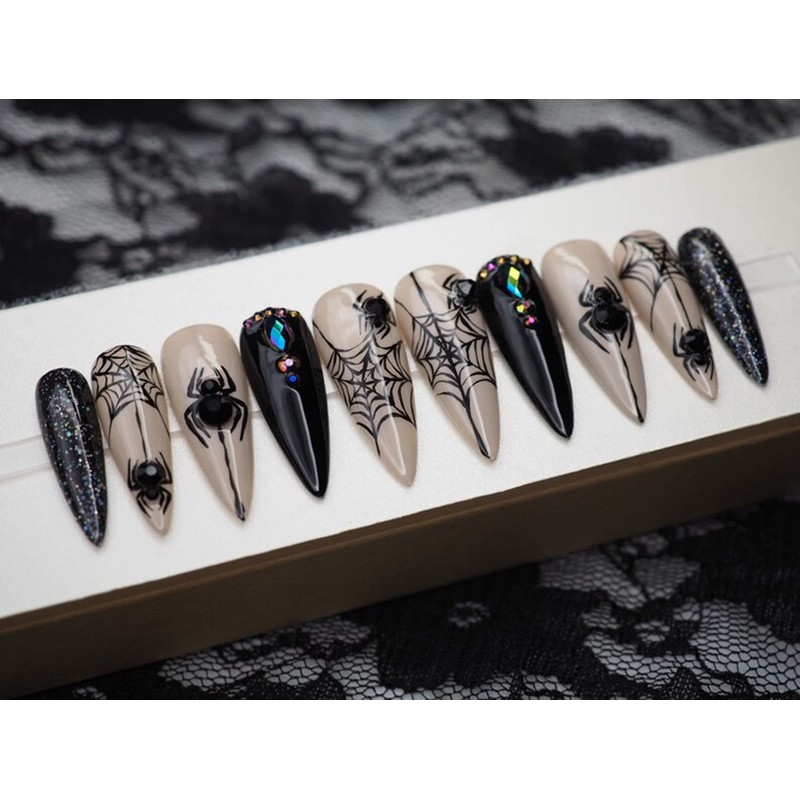 600 Pieces Long False Nails Stiletto FITDON Transparent Full Cover