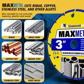 3 Inch Diamond Cut Off Wheel for Metal, Sawing Disc Designed for Rebar, Steel, Iron, Copper, 3/8" Arbor Cutoff Tool,1 PC