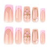 24Pcs Long Square Press on Nails 3D Flower Fake Nails