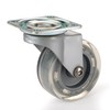 Skate Wheel Casters with Flat Tread Wheel, Translucent, Non-Brake, 2-1/2",