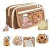 Capybara Large Capacity Pencil Case with Sticky Notes Stickers Pendants