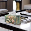 CREAMIC Floral Print Tissue Box Cover Rectangle Modern PU Leather