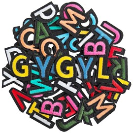 GYGYL 104 Pieces Iron on Letter Patches, Embroidered A-Z Letter Patches for Clothes, Dress, Hat, Socks, Jeans, DIY Accessories-1.5 Inch Colorful