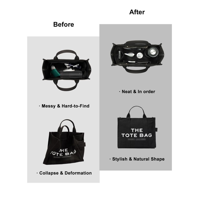 ETTP Purse Organizer Insert For Handbags, Felt Tote Bag Organizer