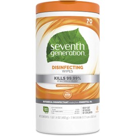 Seventh Generation Disinfecting Multi-Surface Wipes, Lemongrass Citrus, 70 Count, Pack of 3 (Packaging May Vary)