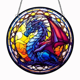 MATIHAY Dragon Acrylic Window Hanging, Gothic Dragon Christmas Ornaments for Fiction Lovers, Dinosaur Room Decor for Nursery New Home Gifts (Large)