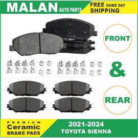 1 for 2021-2024 Toyota Sienna Front and Rear Ceramic Brake Pads Kit