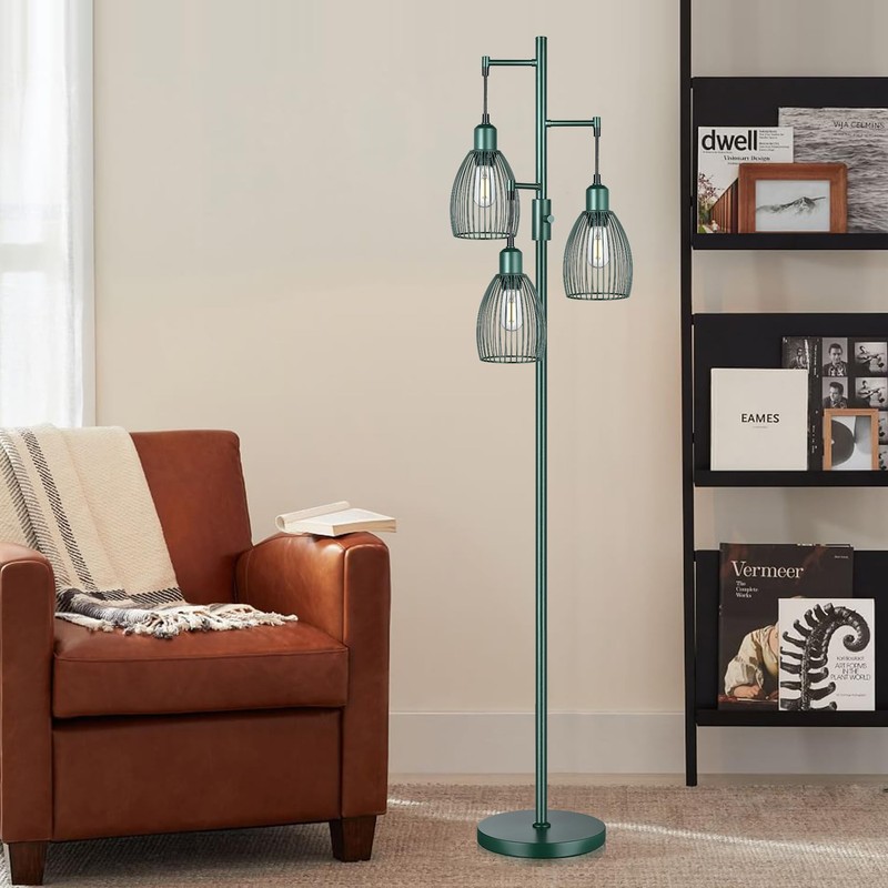 Dimmable Industrial Floor Lamps for Living Room, Green Tree Standing