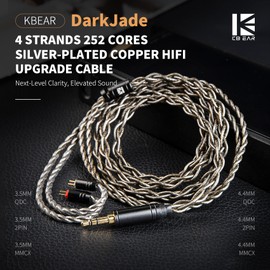EZ EAR KBEAR DarkJade IEM Cable in Ear Monitor Cord with Silver-Plated Plug for KZ ZS10PRO/ZS12 PRO X/EDX PRO/ZSN PRO X/CASTOR/AS16 PRO/AS24/ZAR/ZAS/ZAX,CCA CRA/C10 (3.5mm-Without mic, Gray, 2PIN)