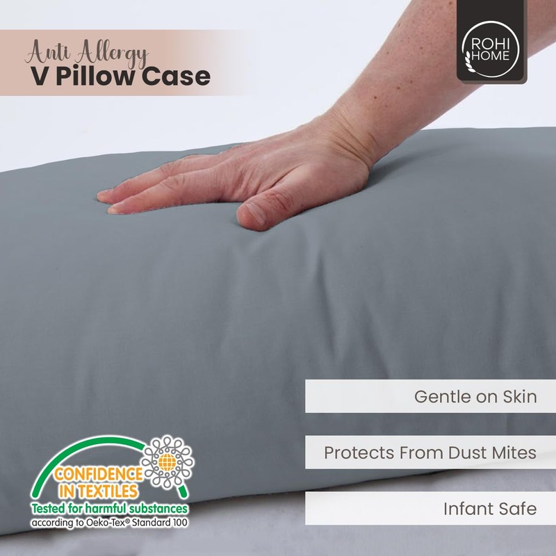 Rohi Grey V Shaped Pillowcase – Soft & Breathable V