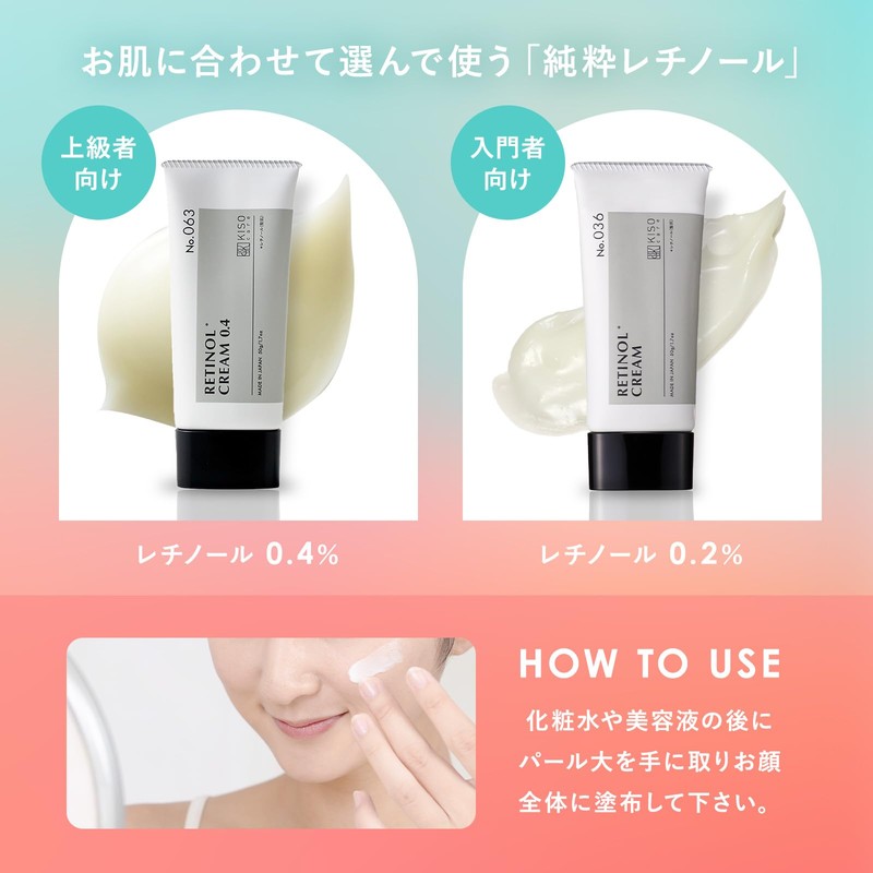 KisoCare Pure Retinol 0.4% Face Cream Niacinamide Bakuchiol RE Cream