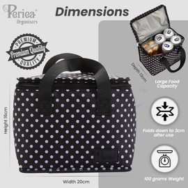 Periea 'Liz' Insulated Cooler Lunch Box for Women Men Kids Adult, Waterproof Leakproof Reusable Lunch Tote Bag with Handles for Work School Picnic Beach (Floral Grey)