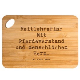 Mr. & Mrs. Panda Bambus - Schneidebrett Spruch Reitlehrerin Herz - Geschenk, Schneidebrett Design Bambus, Reiten, Reitunterricht, Pferdemädchen,