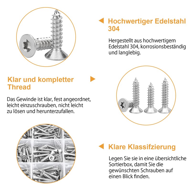 VIGRUE 360-Piece Stainless Steel Screws Set M3 M3.5 M4 M5,