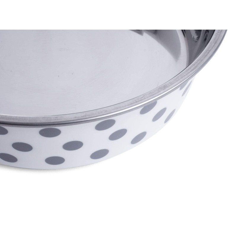 Petface Grey and White Spots Deli Dog Bowl, 14 cm