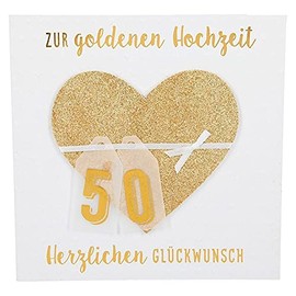 Depesche 8211.048 Greetings Card Glamour with Embellishment and Glitter Golden Wedding