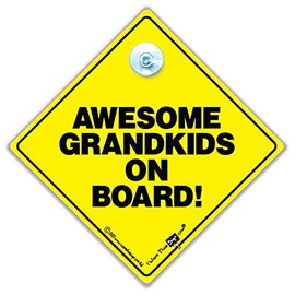 Awesome Grandkids On Board Car Sign, Suction Cup Baby Car Sign, Baby on board Sign, Baby Car Sign, Suction Cup Grandparent Baby on Board Sign 14cm