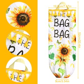 Bojueshaw Cute Sunflower Plastic Bag Holder,Wall Mount Grocery Bag Holder,Foldable Washable Grocery Bag Dispenser for Kitchen Pantry