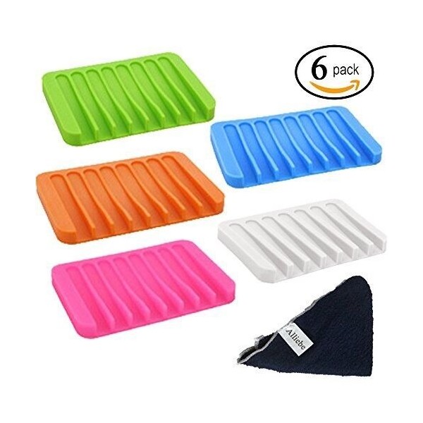 Alliebe S 5 Pack Colorful Shower Bar Soap Tray Saver