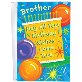 Chuck's Card-O-Rama Birthday Card For Brother - Made in America - Envelope Included - 5" x 7.75" - Packaged in Extra Sturdy Mailer - 95669