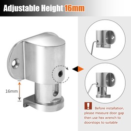 KOLAKO Magnetic Door Stop, 2 Pack Silver, Classic, Compact, Holder, Magnetic, Stainless Steel, Floor Mounting, Universal, Height Adjustable, Rustproof, Wind and Child Safe