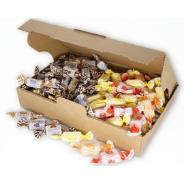 Deine Naschbox | Zuckerfreie Toffee Mix | 500g lose im Karton | XL Vorrat Packung - Frucht & Carribean Cream - ohne zusätzliche Umverpackung