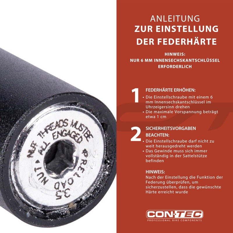 CONTEC Kano Bicycle Spring Seat Post, 31.6 mm Spring-Loaded Saddle