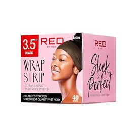 Red by Kiss Hair Wrapping Strip, Ultra Strong 2X Longer Stretch, 40 Strips, Suitable for Wet/Dry Hair, White, Styling Paper for Sleek Hairstyles (3.5", Black, 1 PACK)
