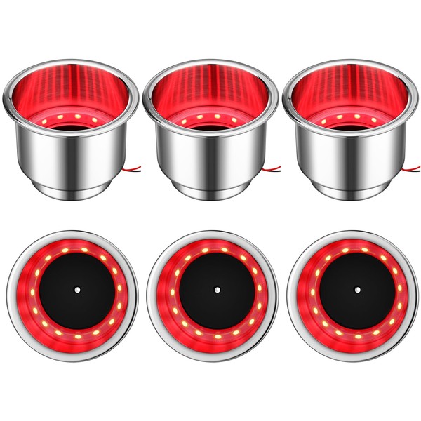 Yexiya 6 Pcs LED Cup Holder Marine Drink Holder Stainless