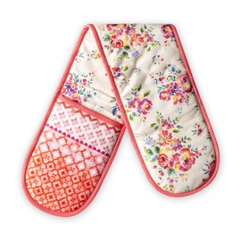 Maison d Hermine Rose Garden 100% Cotton Easter Double Oven Glove with Loop Heat Resistant for BBQ | Cooking | Baking | Grilling | Microwave | Barbecue | Spring/Summer (7.5 Inch by 35 Inch)