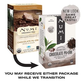 Numi Organic Chocolate Pu-erh Tea, 48 Dark Tea Bags with a Smooth Rich and Velvety Flavor