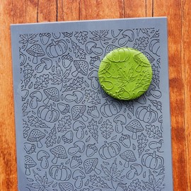 Arbuya Autumn Leaves Polymer Clay Texture Mat - Mushroom Nuts Pumpkin Texture Sheet for Polymer Clay Jewelry Making, Earring Charms, DIY Craft Supplies