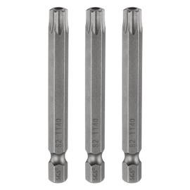 sourcing map 3pcs TT40 Security Torx Head Screwdriver Bit 2.56" (65mm) Long 1/4" Hex Shank Magnetic Tamper Proof 6 Point Star Screw Driver Drill Bits S2 Steel Hole Tip Industrial Power Tools