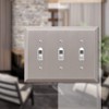 AMERELLE 163TTTBN Century Triple Toggle Steel Wallplate in Brushed Nickel