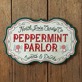 CTW Home Collection North Pole Peppermint Parlor Metal Wall Sign, 12.5 inches Height