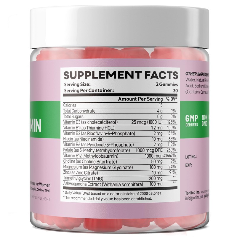 Yutiny Methylated Multivitamin for Women Gummies, Methyl B Complex Vitamins